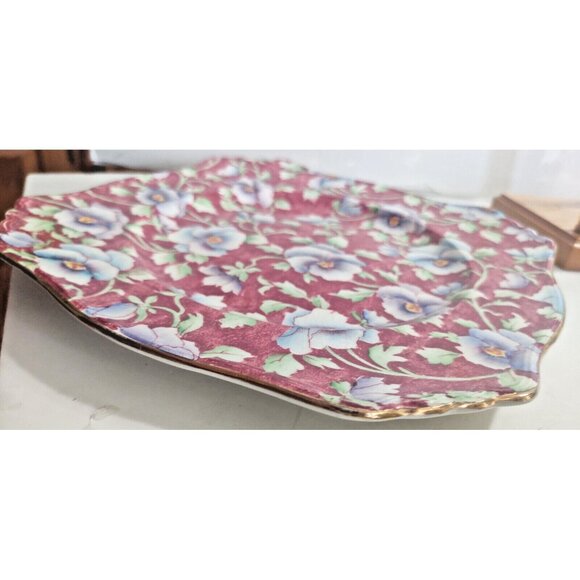 Square Dinner Plate 9 3/4" June Festival by Royal Winton 1930 - Picture 6 of 15